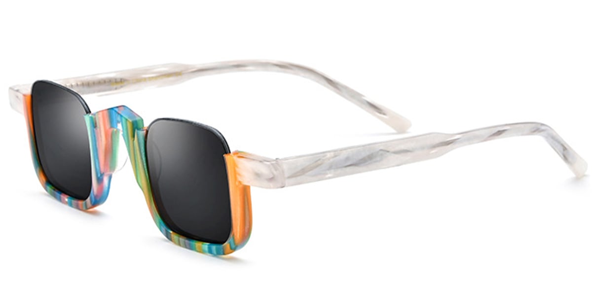 Acetate Square Sunglasses multicolor+dark_grey