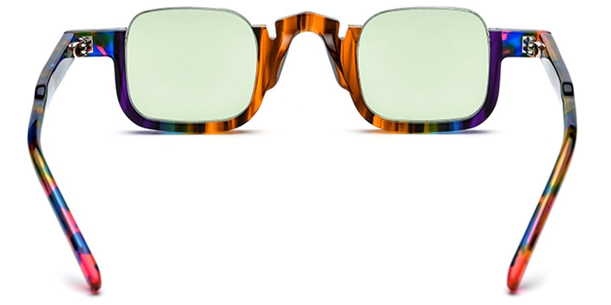 Acetate Square Sunglasses pattern-orange+light_green