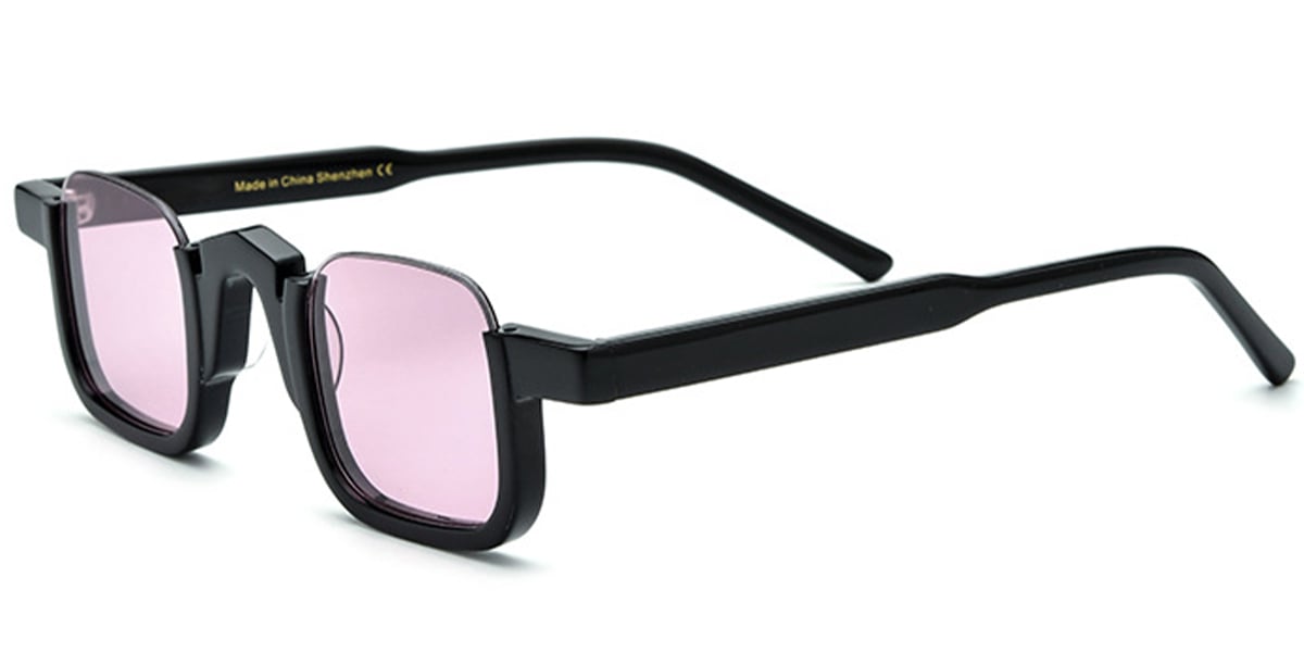 Acetate Square Sunglasses black+light_purple