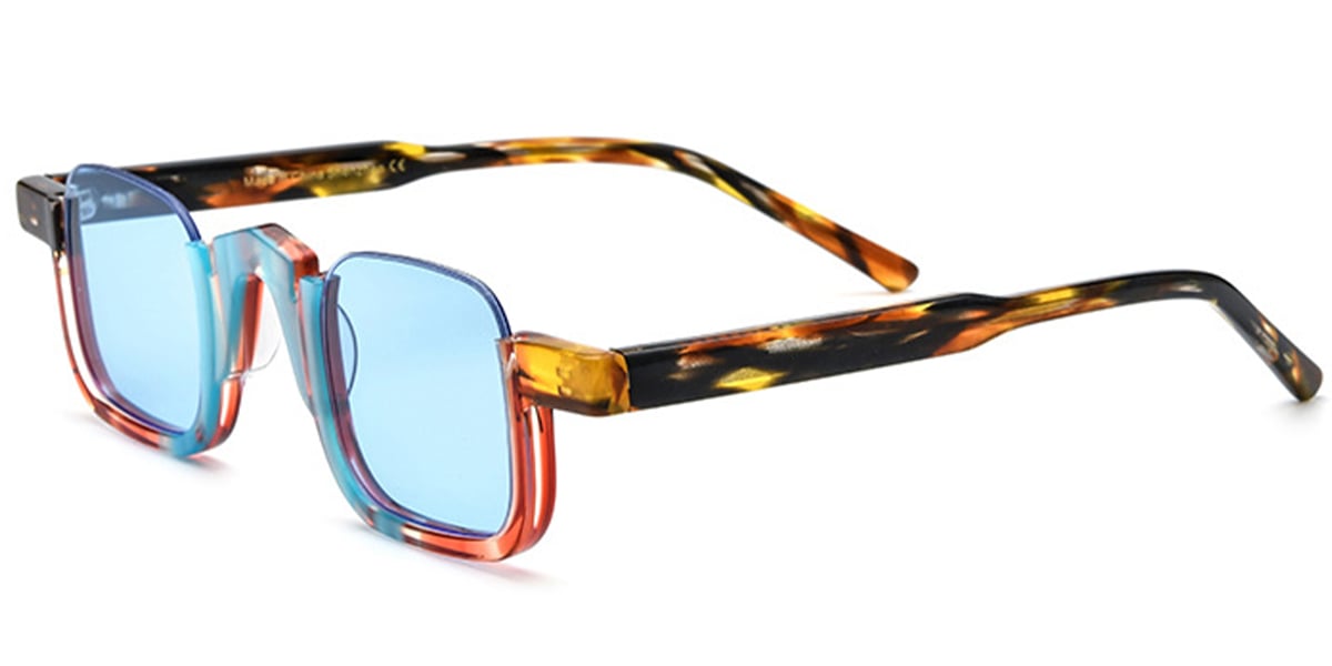 Acetate Square Sunglasses pattern-blue+light_blue