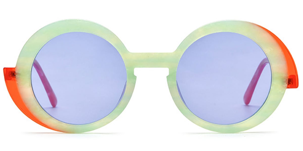 Acetate Round Sunglasses pattern-green+purple_polarized