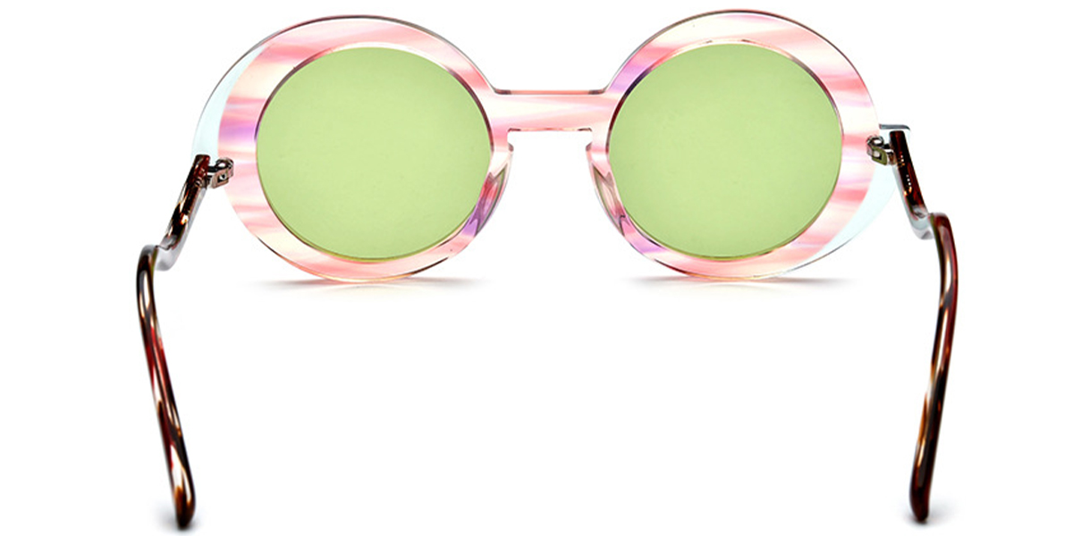 Acetate Round Sunglasses pattern-pink+green_polarized