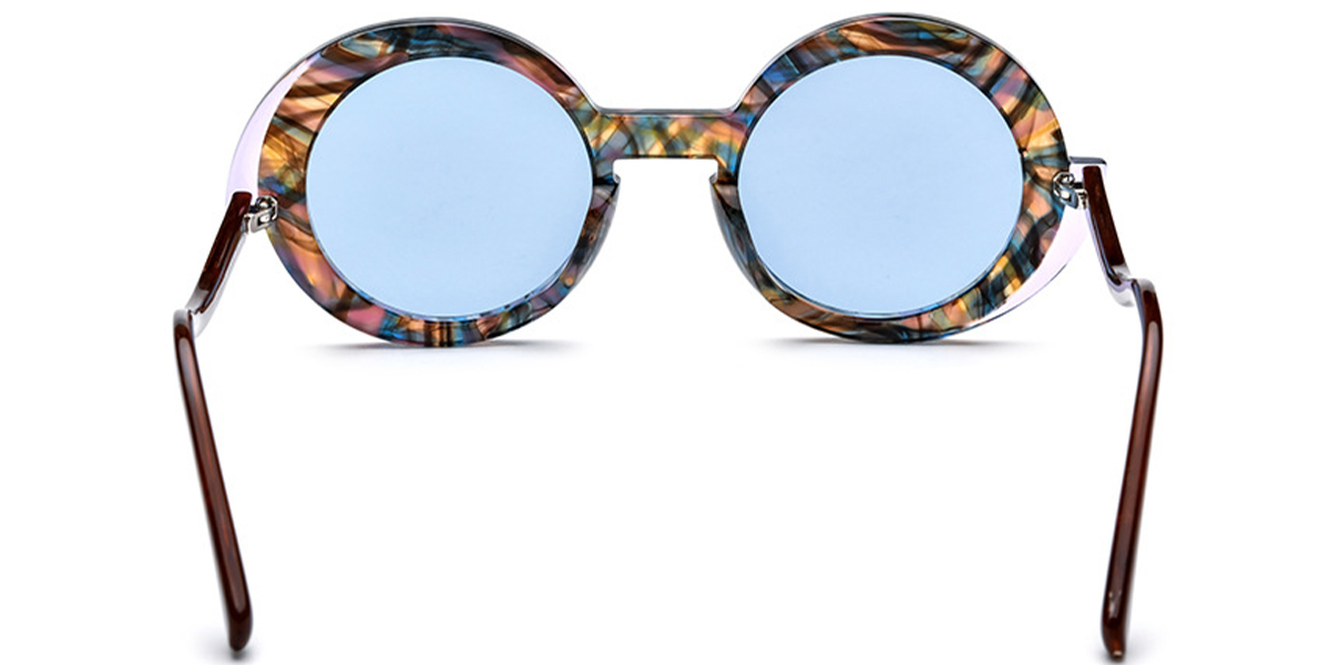 Acetate Round Sunglasses pattern-brown+blue_polarized