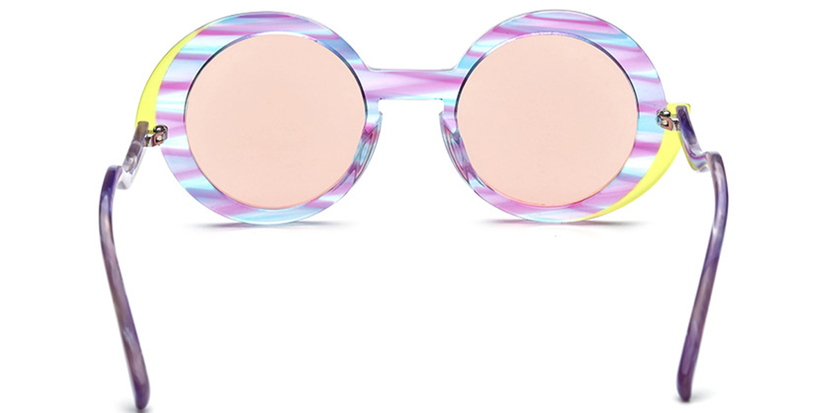 Acetate Round Sunglasses pattern-purple+rose_polarized