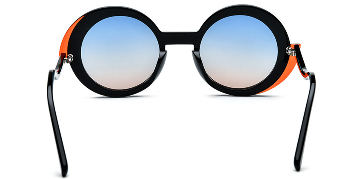 Acetate Round Sunglasses pattern-black+gradient_blue_polarized