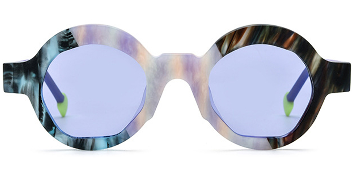 Acetate Round Sunglasses pattern-purple+purple_polarized