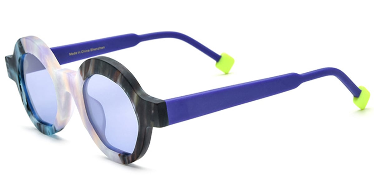 Acetate Round Sunglasses pattern-purple+purple_polarized