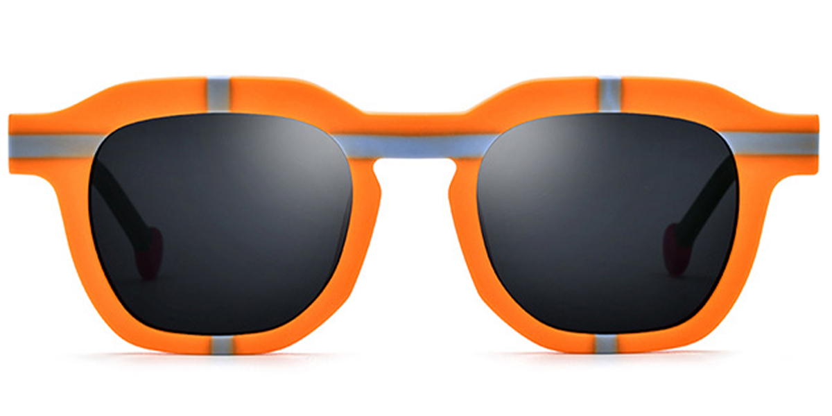 Acetate Square Sunglasses pattern-orange+dark_grey_polarized