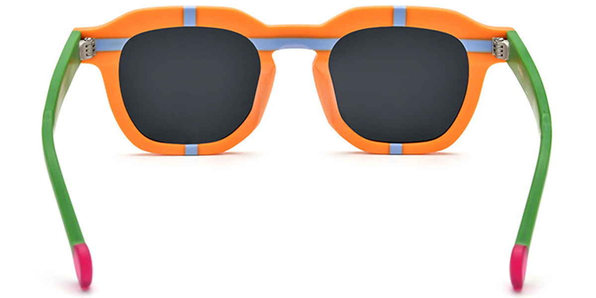 Acetate Square Sunglasses pattern-orange+dark_grey_polarized
