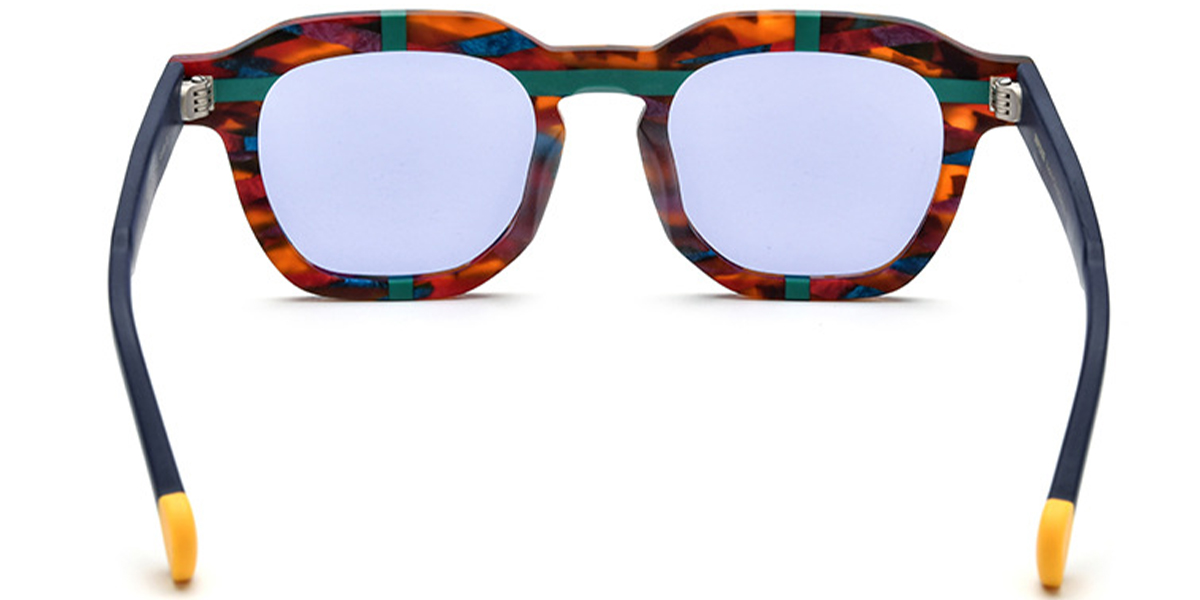 Acetate Square Sunglasses pattern-brown+purple_polarized