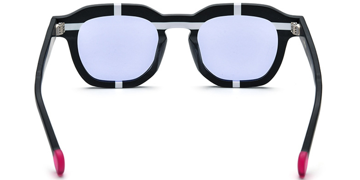 Acetate Square Sunglasses pattern-black+purple_polarized