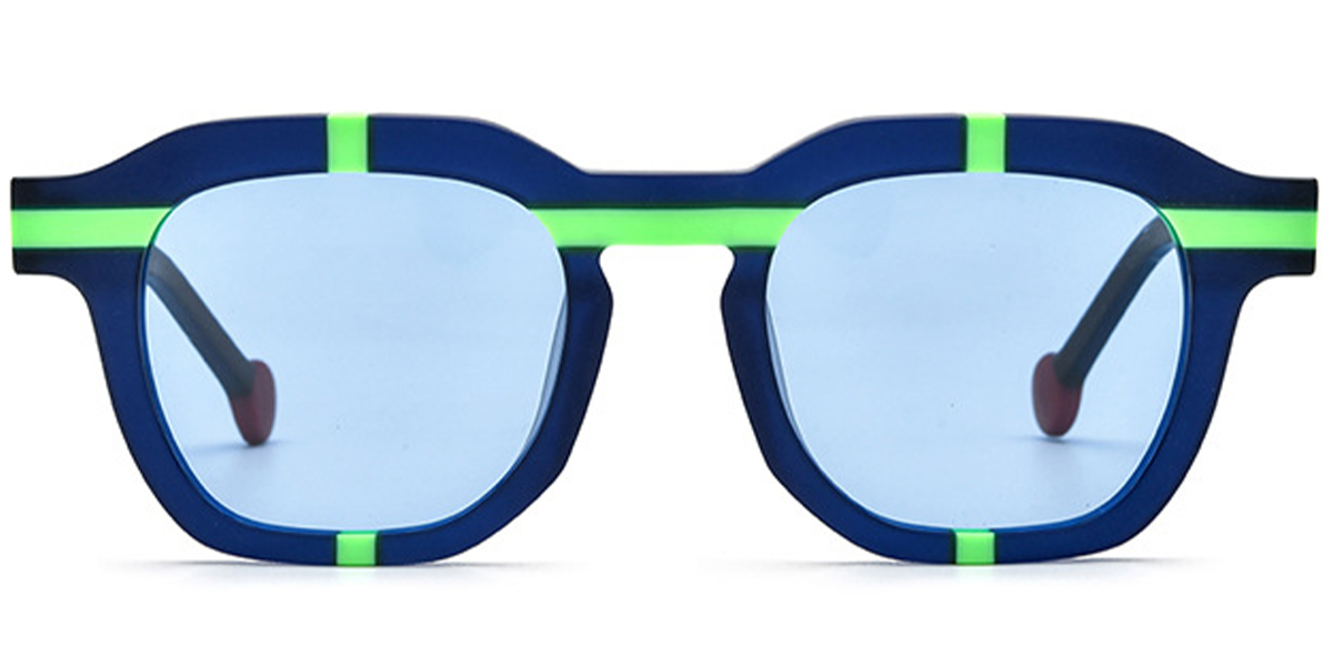 Acetate Square Sunglasses pattern-blue+blue_polarized