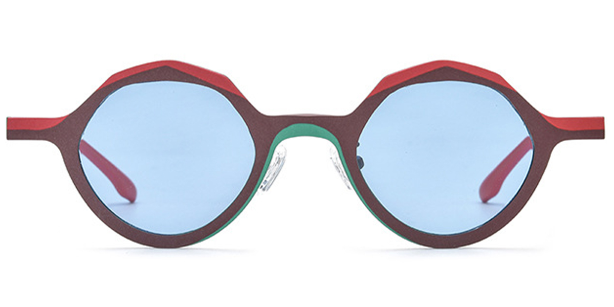 Titanium Geometric Sunglasses pattern-brown+blue_polarized