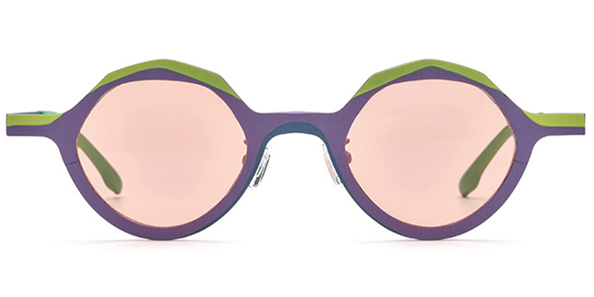 Titanium Geometric Sunglasses pattern-purple+rose_polarized