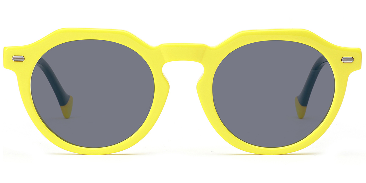 Acetate Oval Sunglasses yellow+dark_grey_polarized