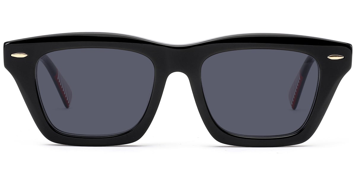 Acetate Square Sunglasses black+dark_grey_polarized