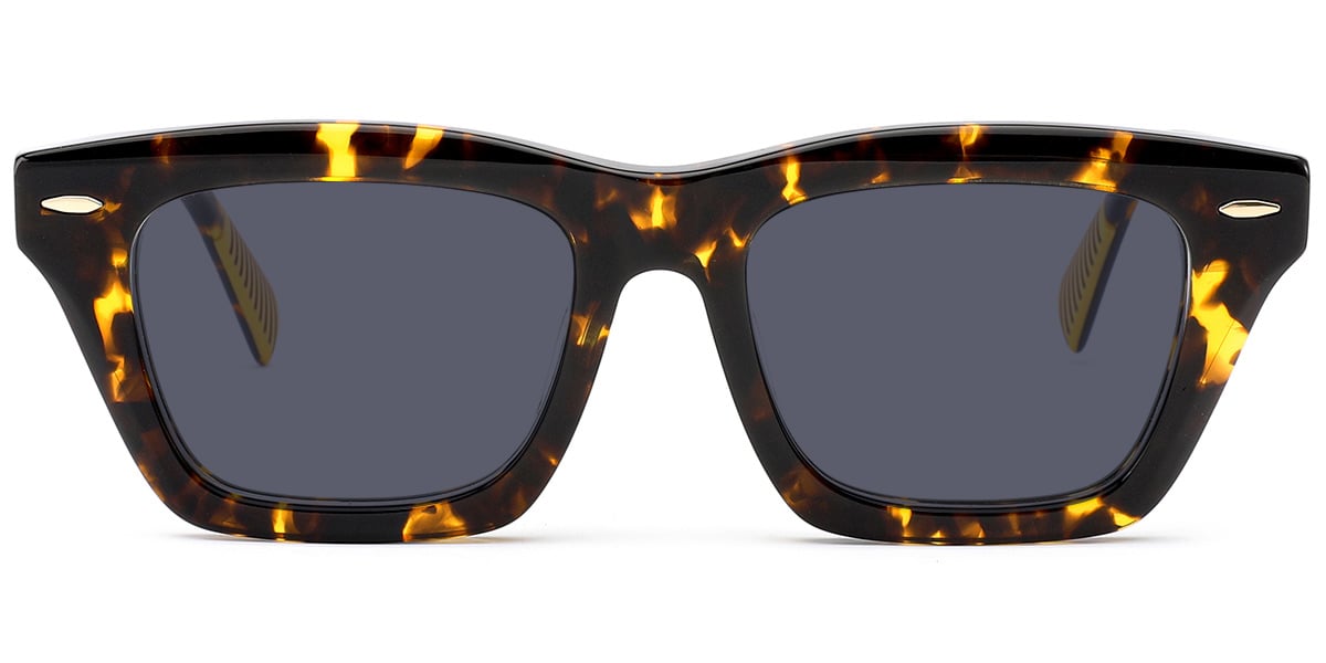 Acetate Square Sunglasses tortoiseshell+dark_grey_polarized