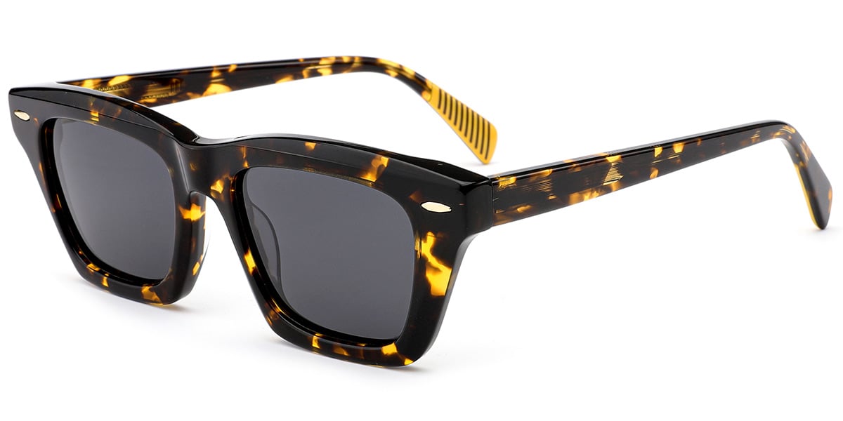 Acetate Square Sunglasses tortoiseshell+dark_grey_polarized