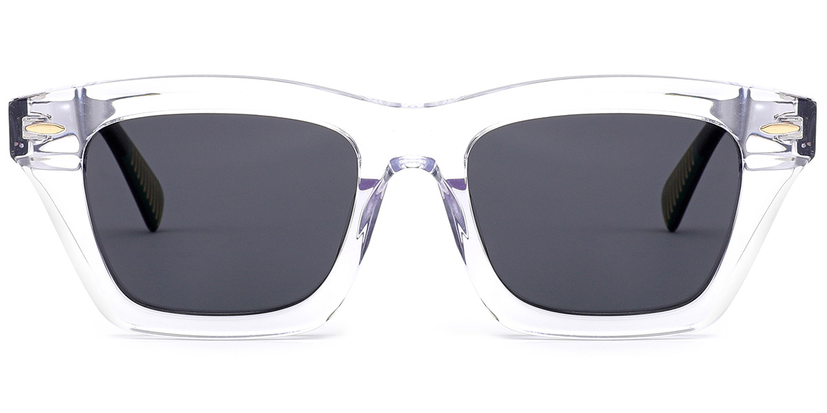 Acetate Square Sunglasses translucent-white+dark_grey_polarized