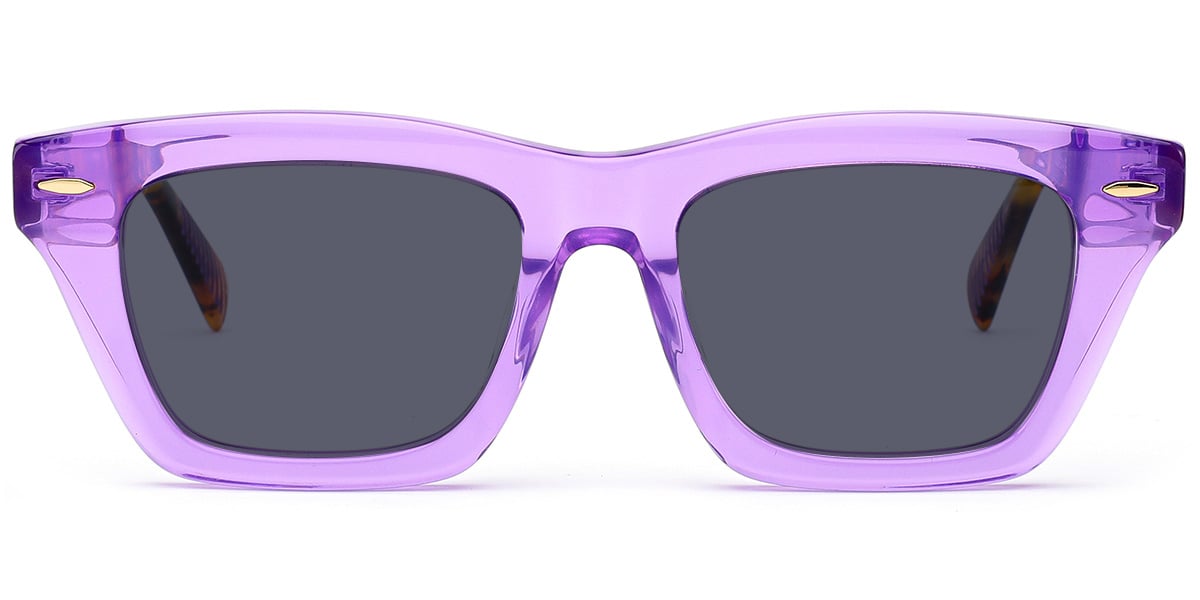 Acetate Square Sunglasses translucent-purple+dark_grey_polarized