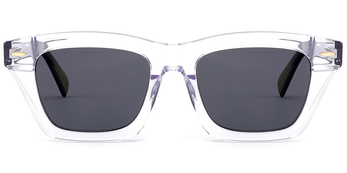 Acetate Square Sunglasses translucent-white+dark_grey_polarized