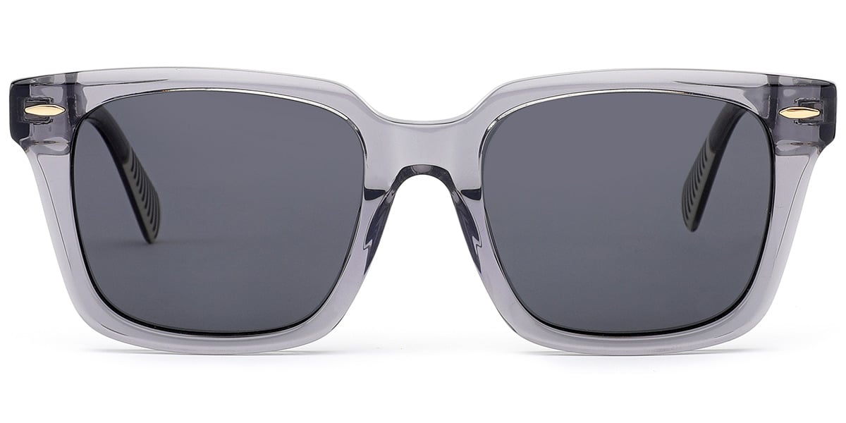 Acetate Square Sunglasses translucent-grey+dark_grey_polarized