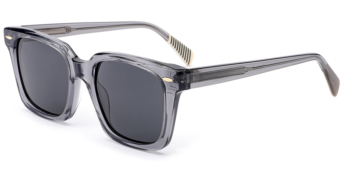 Acetate Square Sunglasses translucent-grey+dark_grey_polarized