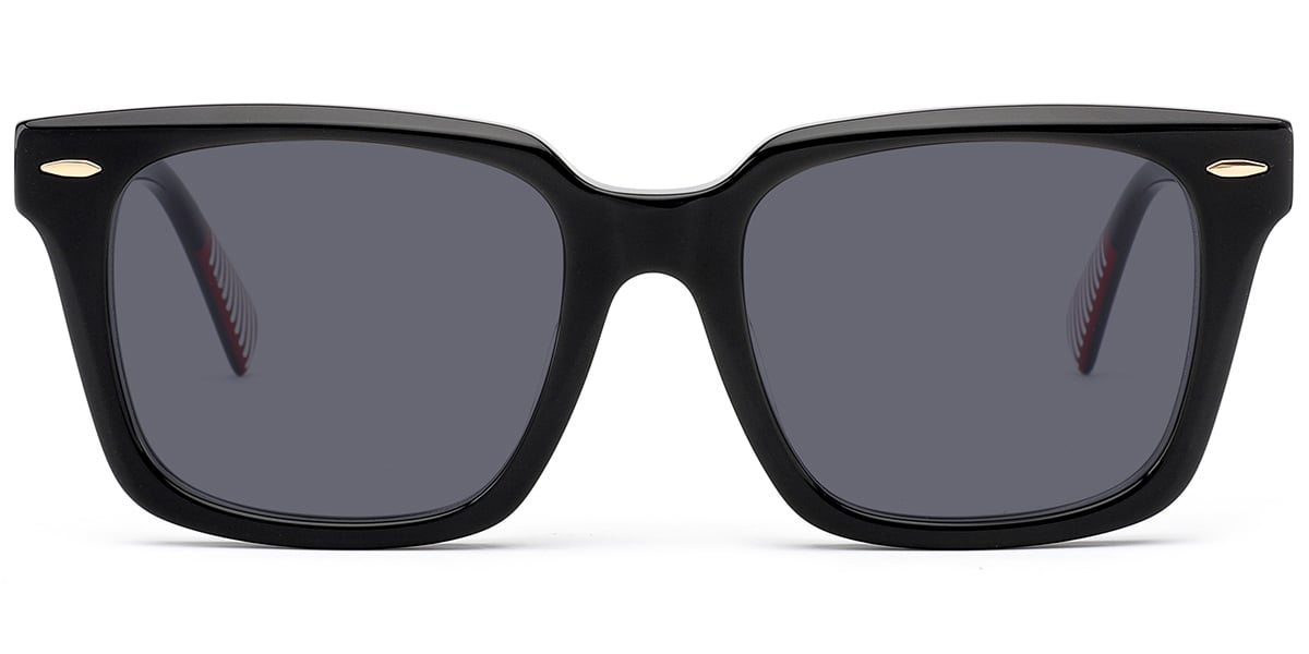 Acetate Square Sunglasses black+dark_grey_polarized