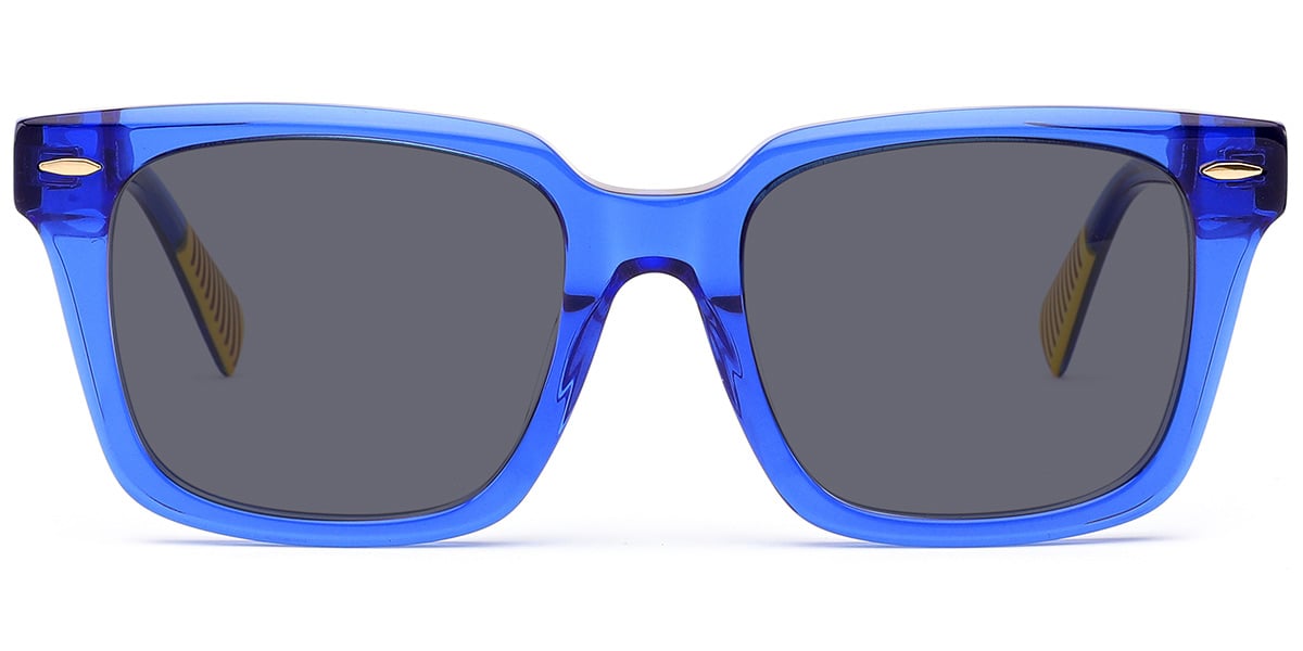 Acetate Square Sunglasses translucent-blue+dark_grey_polarized