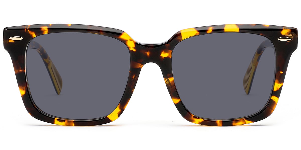 Acetate Square Sunglasses tortoiseshell+dark_grey_polarized