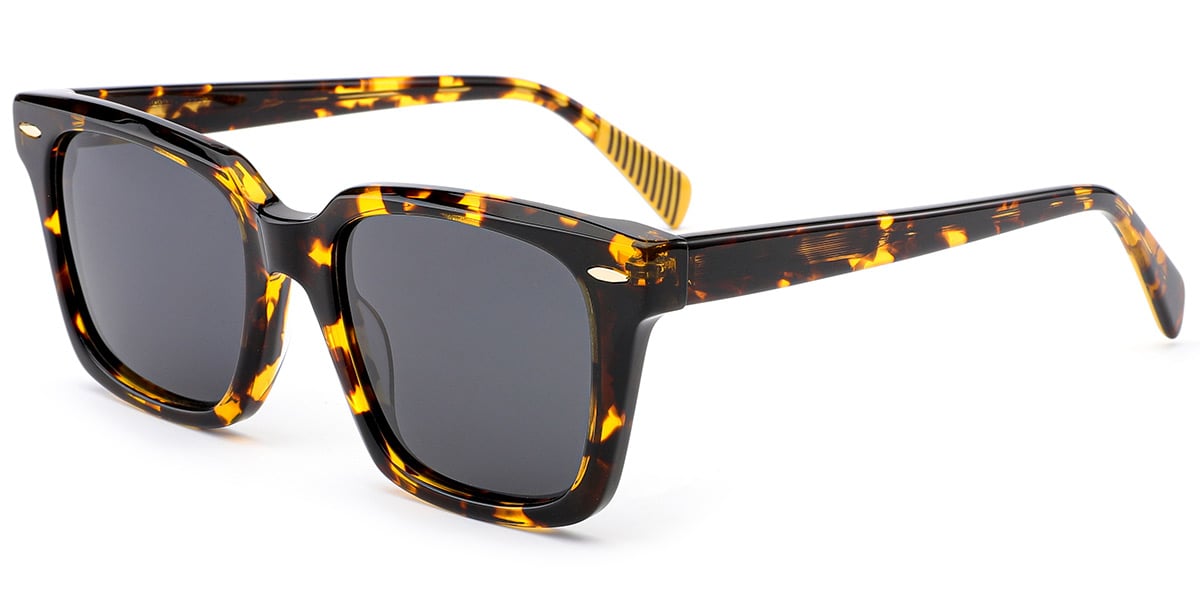 Acetate Square Sunglasses tortoiseshell+dark_grey_polarized