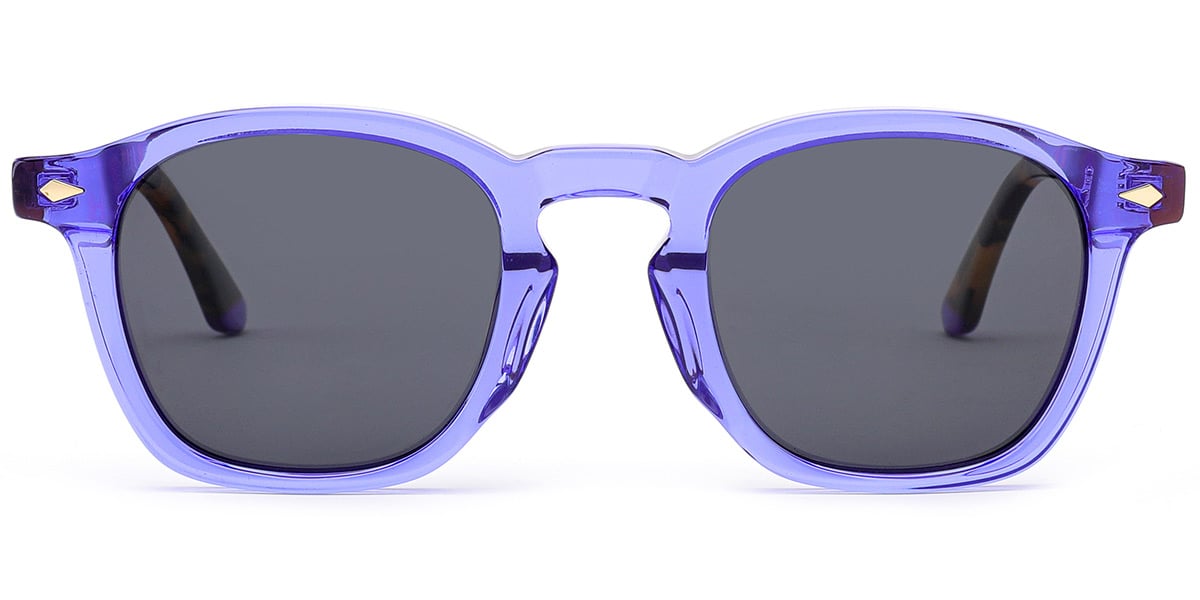 Acetate Square Sunglasses translucent-blue+dark_grey_polarized