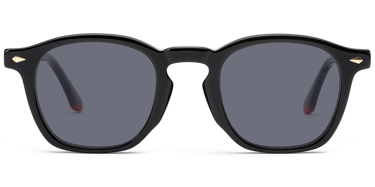 Acetate Square Sunglasses black+dark_grey_polarized