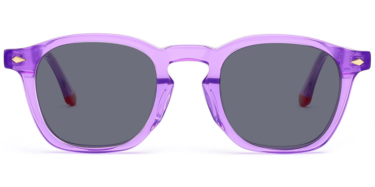 Acetate Square Sunglasses translucent-purple+dark_grey_polarized