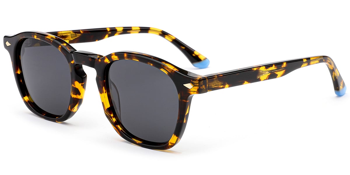 Acetate Square Sunglasses tortoiseshell+dark_grey_polarized