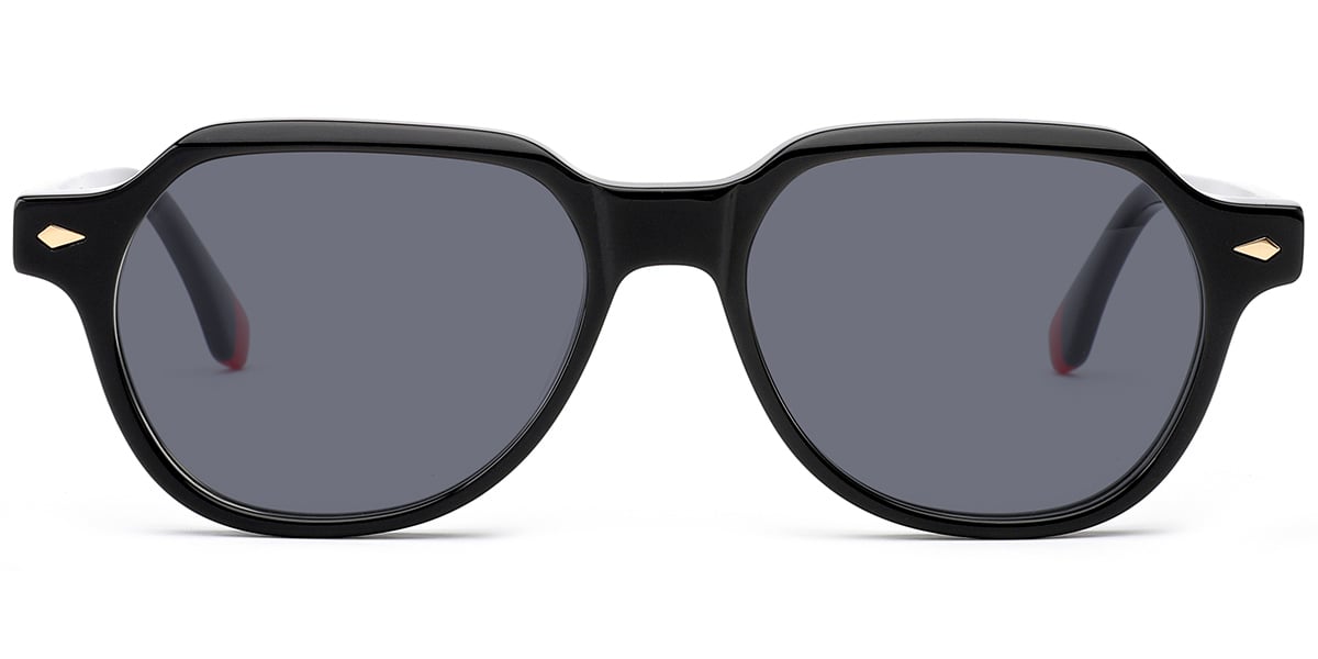 Acetate Square Sunglasses black+dark_grey_polarized