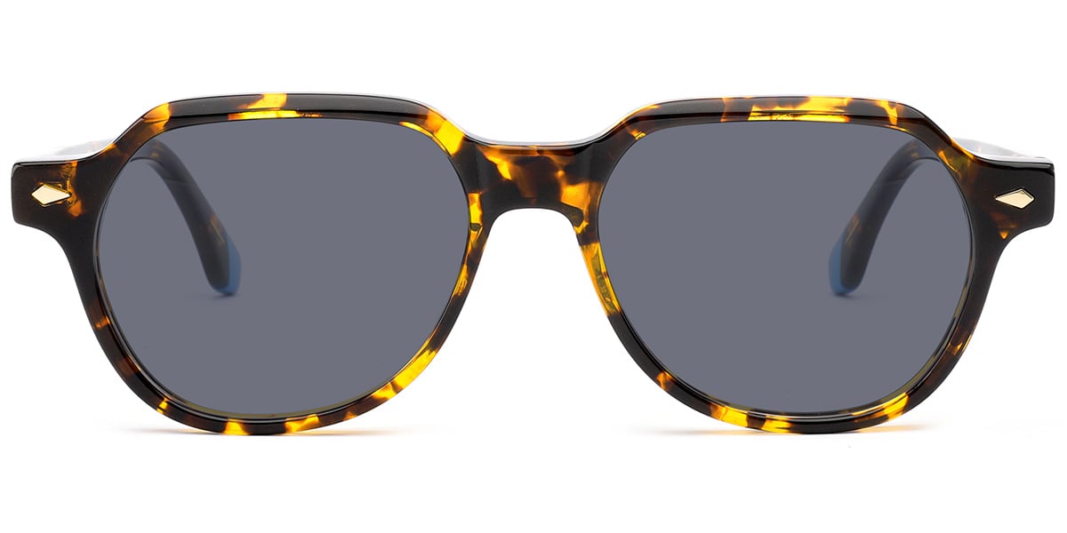 Acetate Square Sunglasses tortoiseshell+dark_grey_polarized