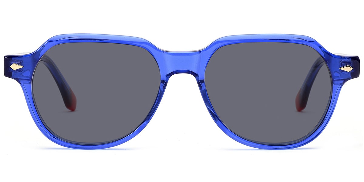 Acetate Square Sunglasses translucent-blue+dark_grey_polarized