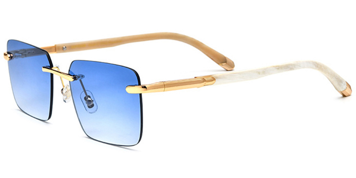 Rectangle Sunglasses white+light_blue