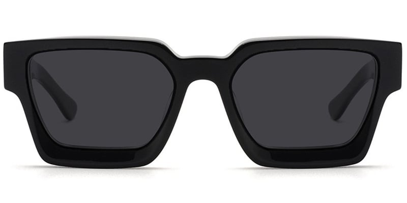 Acetate Square Sunglasses black+dark_grey_polarized