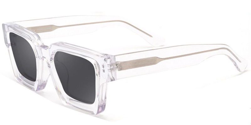 Acetate Square Sunglasses translucent-grey+dark_grey_polarized