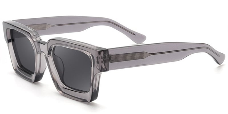 Acetate Square Sunglasses translucent-white+dark_grey_polarized