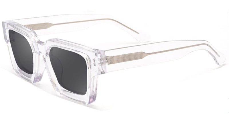 Acetate Square Sunglasses translucent-grey+dark_grey_polarized