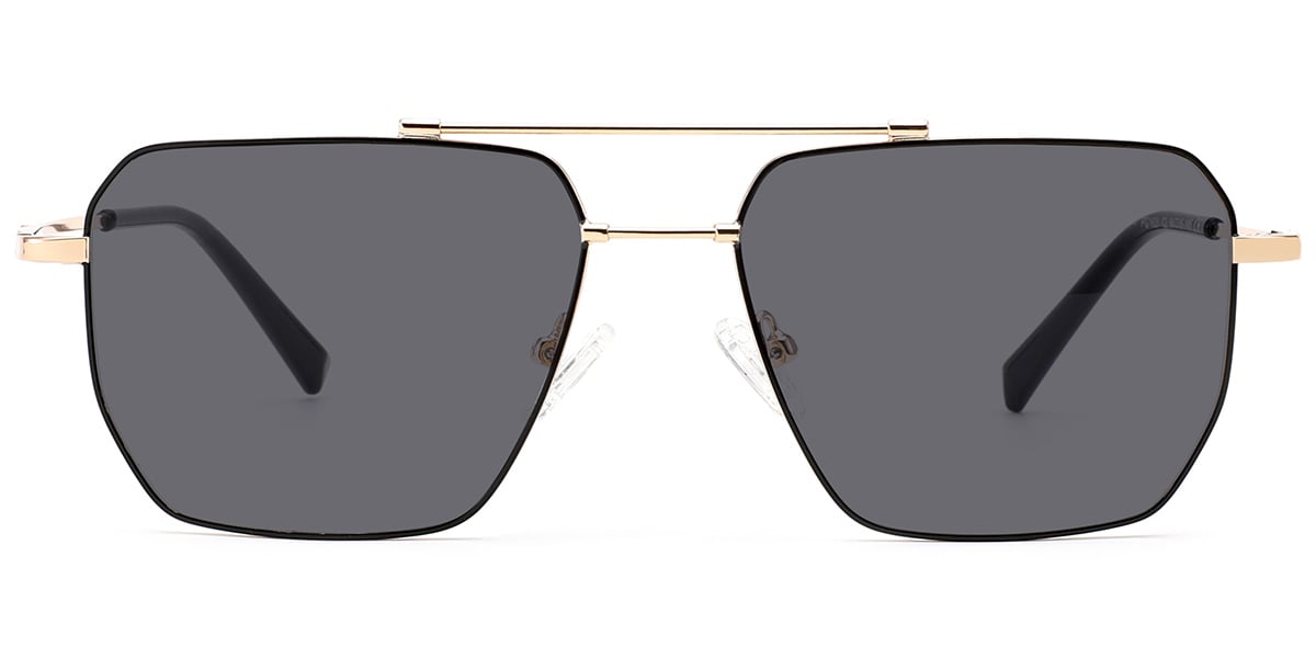 Aviator Sunglasses black-gold+dark_grey_polarized