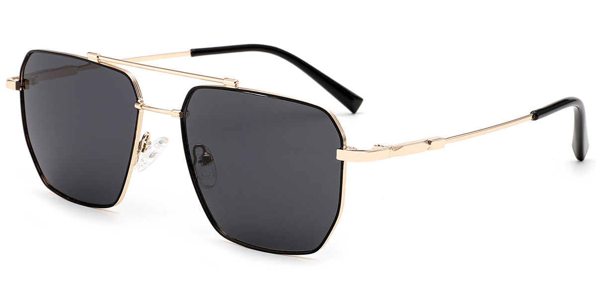 Aviator Sunglasses black-gold+dark_grey_polarized