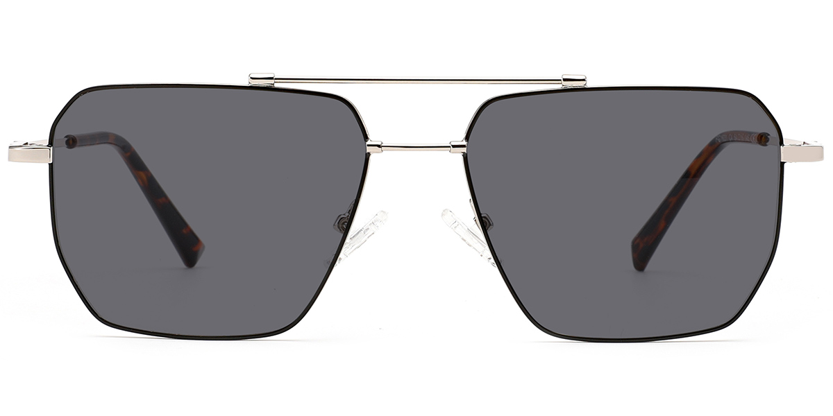 Aviator Sunglasses black-silver+dark_grey_polarized