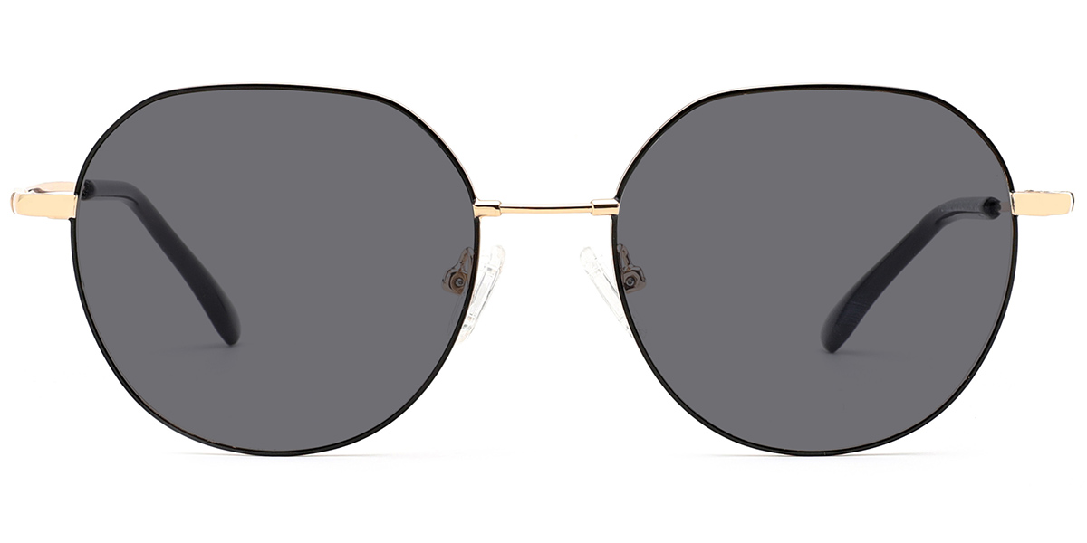 Round Sunglasses rose_gold-black+dark_grey_polarized