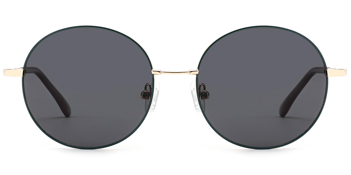 Round Sunglasses rose_gold-green+dark_grey_polarized