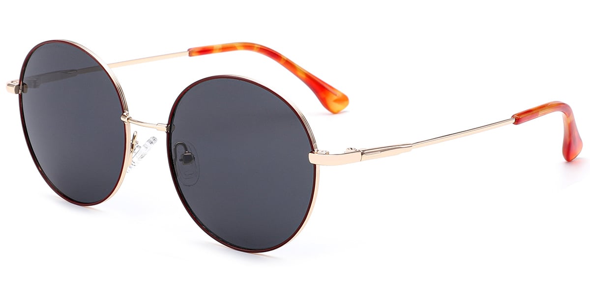 Round Sunglasses rose_gold-red+dark_grey_polarized