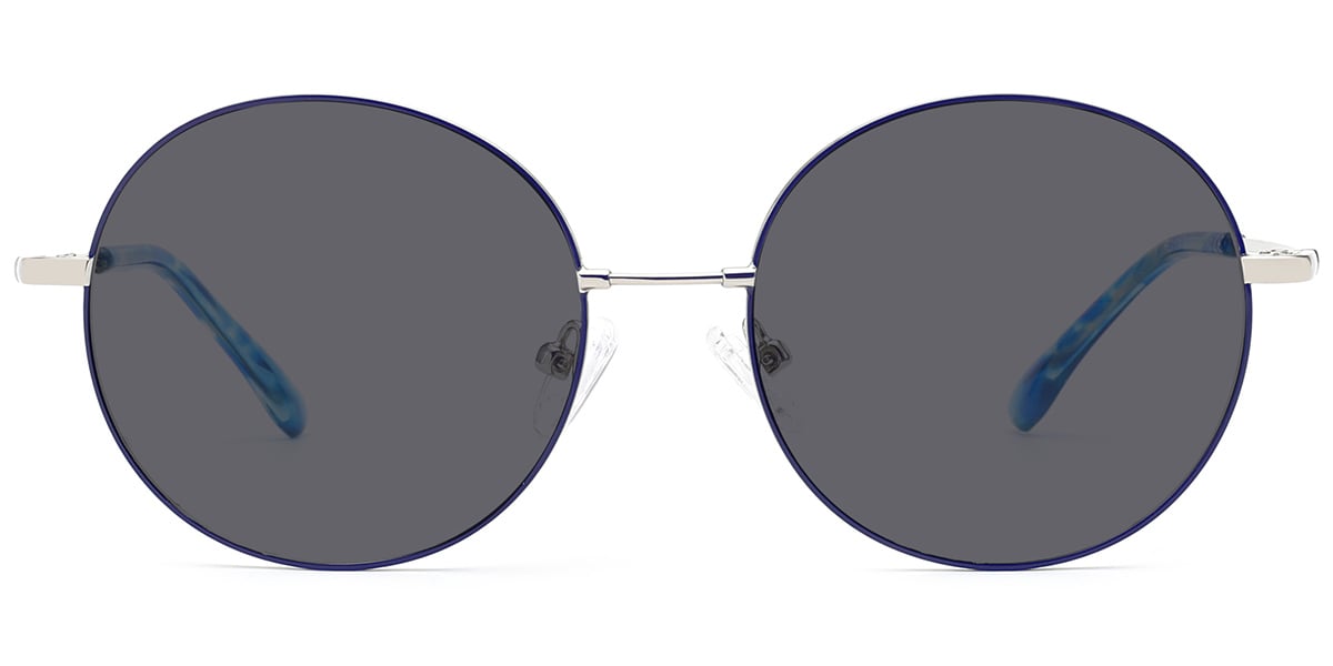 Round Sunglasses silver-blue+dark_grey_polarized